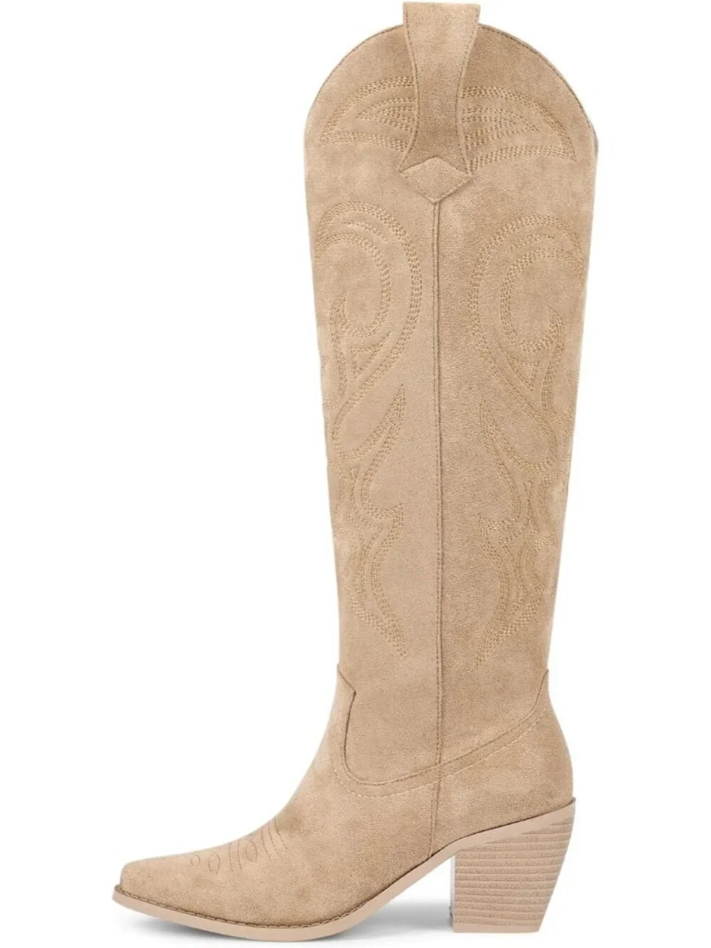 Women's apricot Western Knee High Cowgirl Boots Zipper Convenience Casual Wear